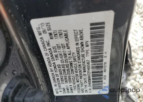2015 Honda Cr-V Exl z USA, uszkodzony, nr VIN 2HKRM4H72FH695467